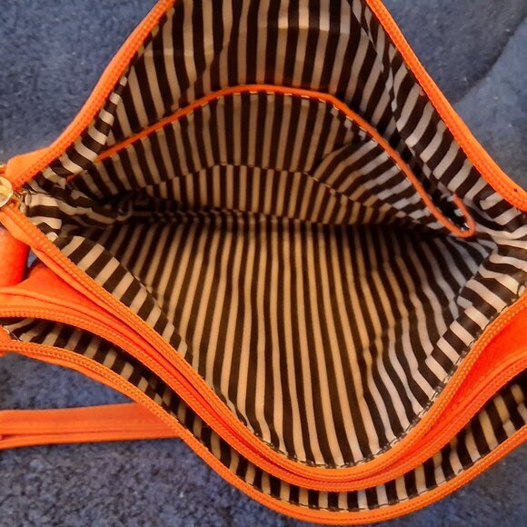 Charming Charlie Tangerine Crossbody/Shoulder Bag Dual Zippers & Snap Closure - Picture 3 of 12